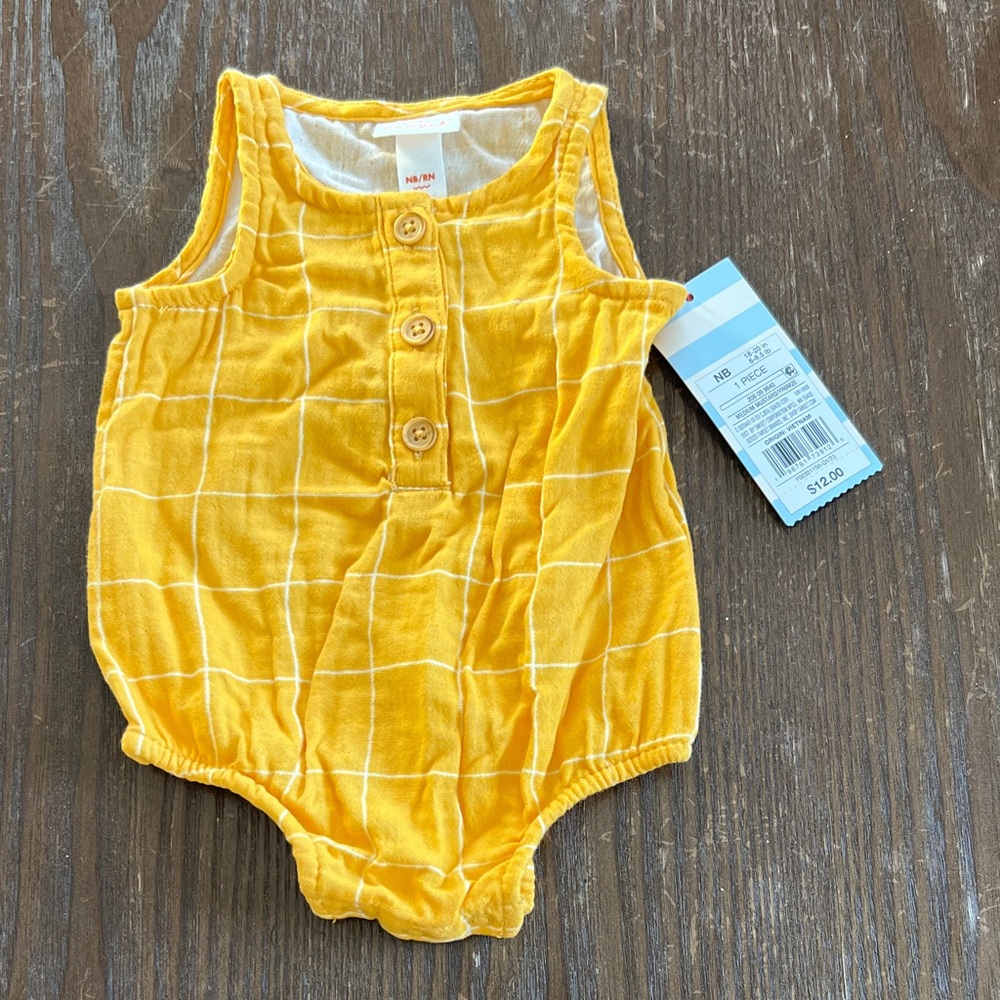 Cat & Jack Mustard color Checkered Bodysuit